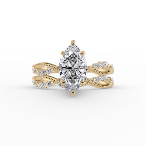 The Daisy Set With A 2.5 Carat Marquise 18K Yellow Gold Lab Diamond