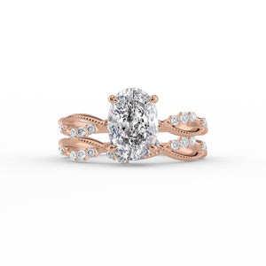 The Daisy Set With A 1 Carat Oval 14K Rose Gold Lab Diamond