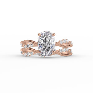 The Daisy Set With A 3 Carat Oval 14K Rose Gold Lab Diamond
