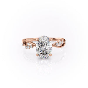 The Daisy Set With A 2 Carat Oval 14K Rose Gold Lab Diamond