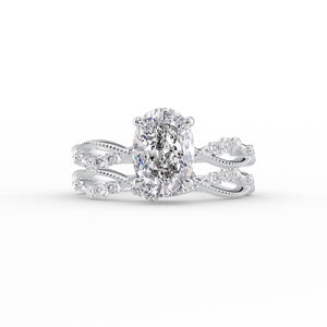 The Daisy Set With A 1 Carat Oval 18K White Gold Lab Diamond