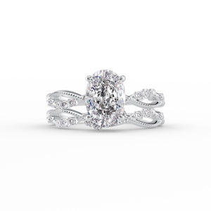 The Daisy Set With A 3 Carat Oval 14K White Gold Lab Diamond