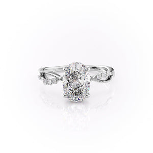 The Daisy Set With A 3 Carat Oval 18K White Gold Lab Diamond