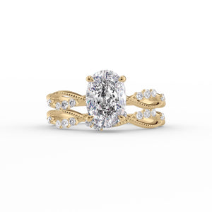 The Daisy Set With A 2 Carat Oval 18K Yellow Gold Lab Diamond