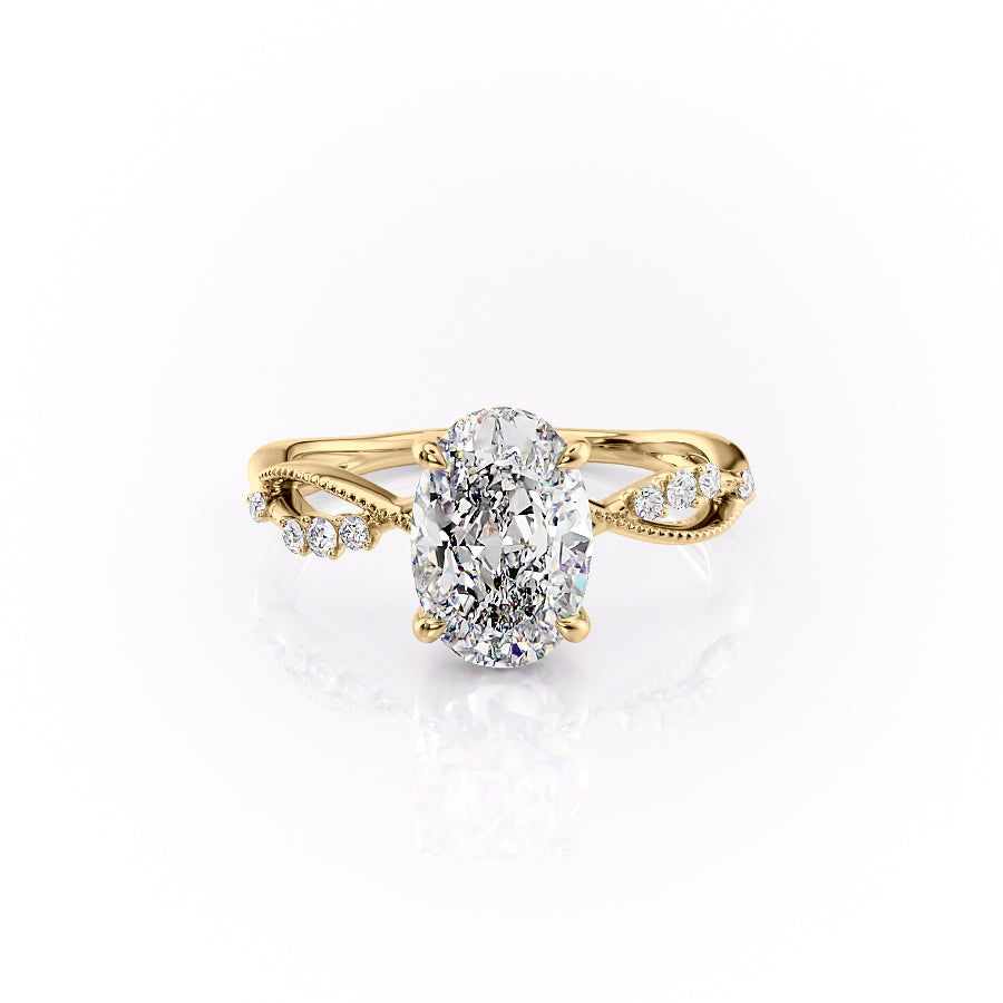 The Daisy Set With A 1.5 Carat Oval 18K Yellow Gold Lab Diamond
