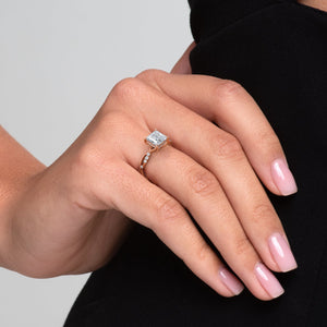 The Daisy Set  With A 3 Carat Princess 14K Rose Gold Moissanite