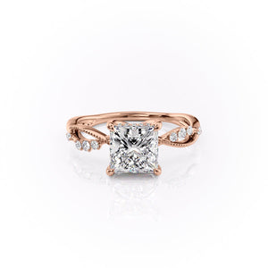 The Daisy Set With A 1.5 Carat Princess 14K Rose Gold Lab Diamond