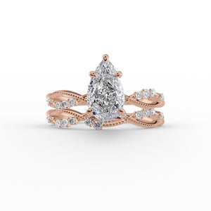 The Daisy Set With A 1 Carat Pear 14K Rose Gold Lab Diamond
