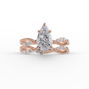 The Daisy Set With A 1 Carat Pear 14K Rose Gold Lab Diamond