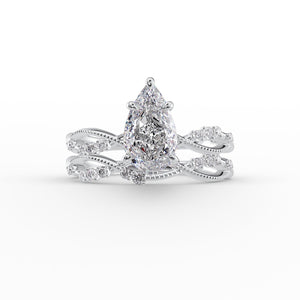The Daisy Set With A 1 Carat Pear 18K White Gold Lab Diamond