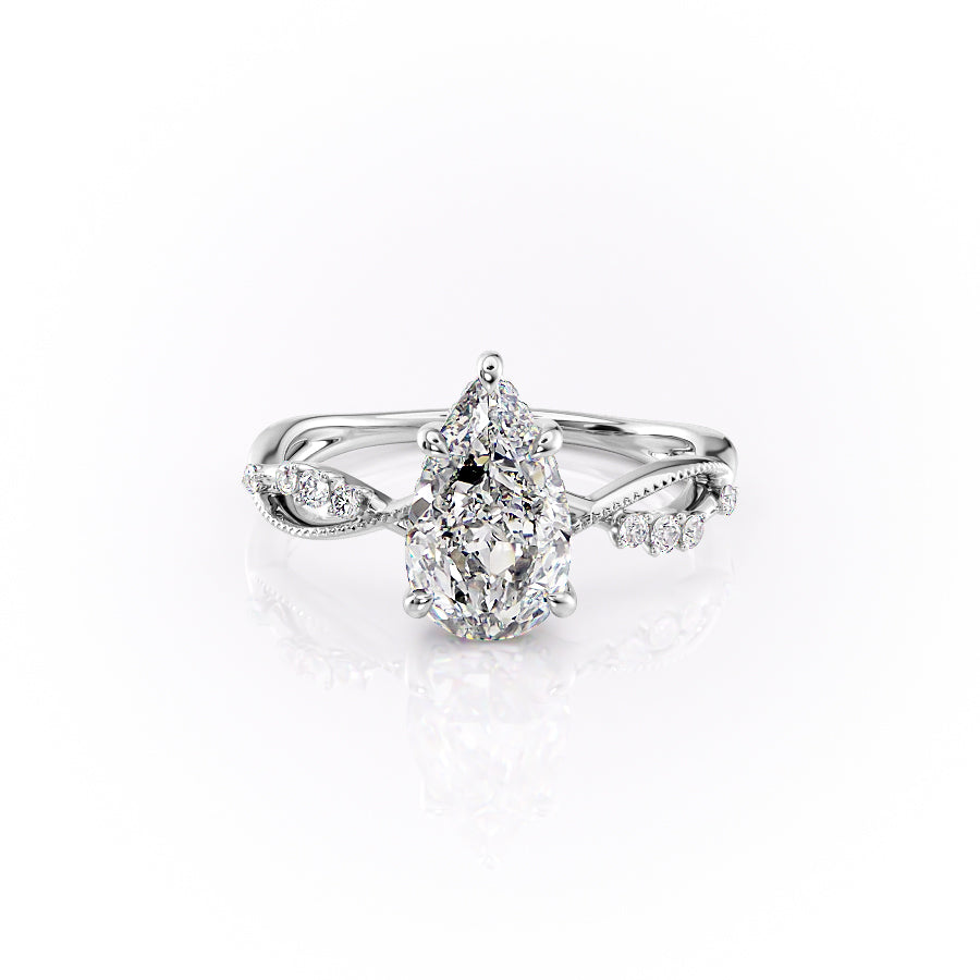The Daisy Set With A 2 Carat Pear 18K White Gold Lab Diamond