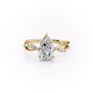 The Daisy Set With A 2 Carat Pear 18K Yellow Gold Lab Diamond