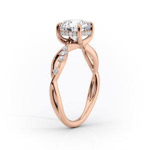 The Daisy Set  With A 1.5 Carat E. Cushion 18K Rose Gold Moissanite