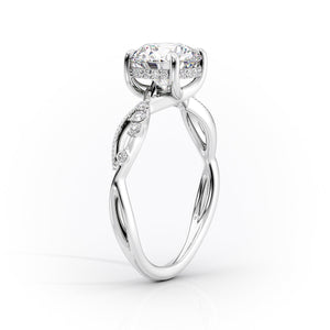 The Daisy Set  With A 2 Carat Pear 14K White Gold Moissanite