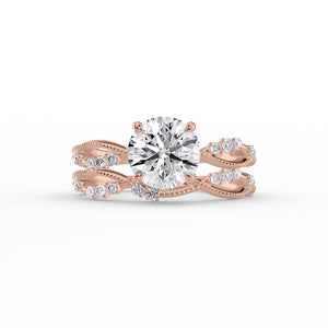 The Daisy Set With A 1 Carat Round 14K Rose Gold Lab Diamond