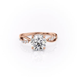 The Daisy Set With A 3 Carat Round 14K Rose Gold Lab Diamond