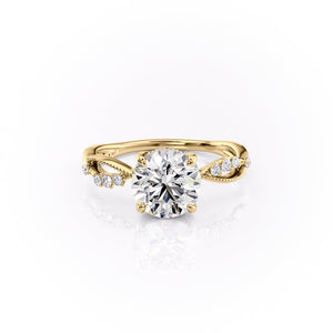The Daisy Set With A 3 Carat Round 18K Yellow Gold Lab Diamond