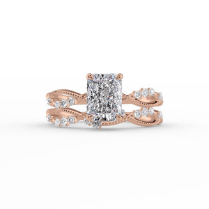 The Daisy Set With A 1.5 Carat Radiant 14K Rose Gold Lab Diamond
