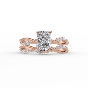 The Daisy Set With A 1 Carat Radiant 14K Rose Gold Lab Diamond