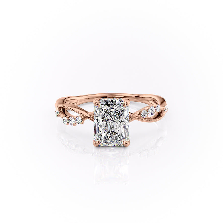 The Daisy Set With A 3 Carat Radiant 14K Rose Gold Lab Diamond