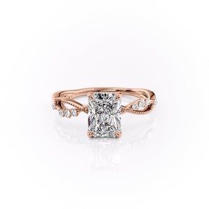 The Daisy Set  With A 4.5 Carat Radiant 14K Rose Gold Moissanite