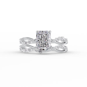 The Daisy Set With A 3 Carat Radiant 18K White Gold Lab Diamond