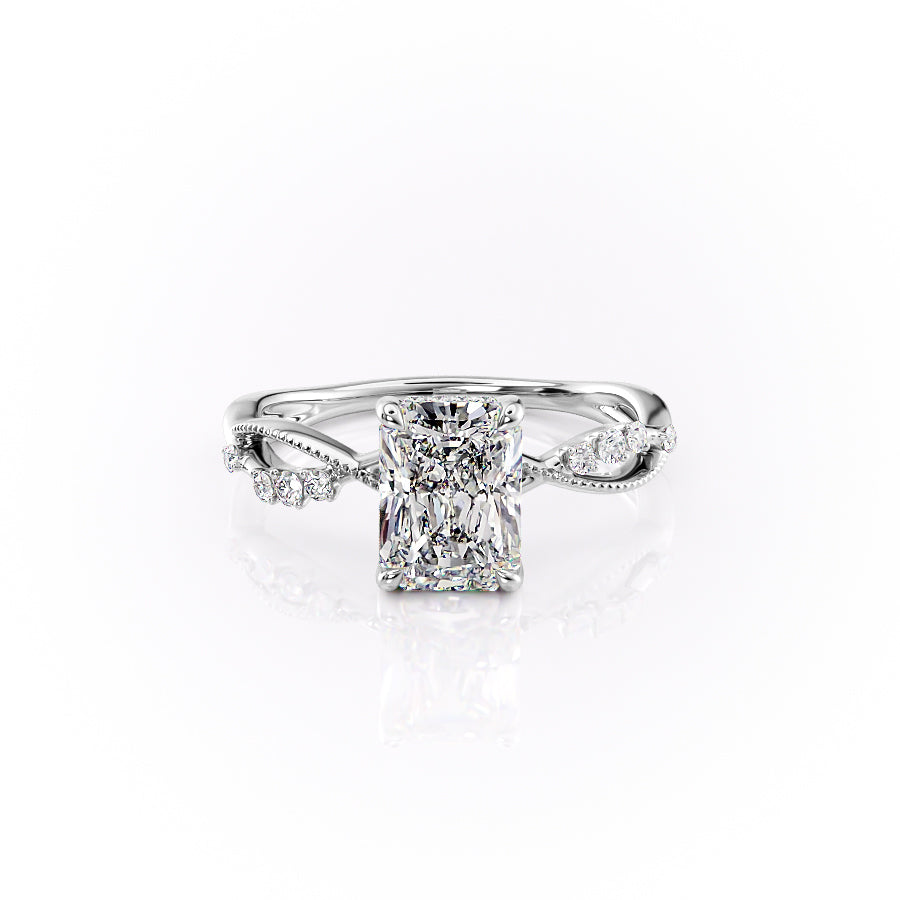 The Daisy Set With A 2.5 Carat Radiant 18K White Gold Lab Diamond