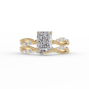 The Daisy Set With A 1 Carat Radiant 18K Yellow Gold Lab Diamond