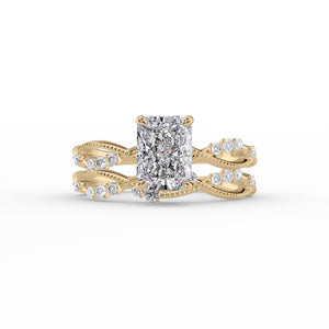 The Daisy Set  With A 4 Carat Radiant 18K Yellow Gold Moissanite
