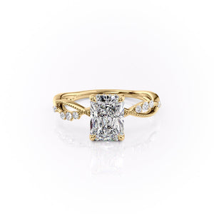 The Daisy Set  With A 5 Carat Radiant 18K Yellow Gold Moissanite