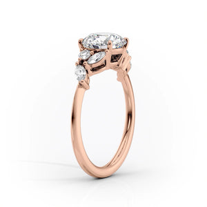 The Melissa Set  With A 1.5 Carat Round 18K Rose Gold Moissanite