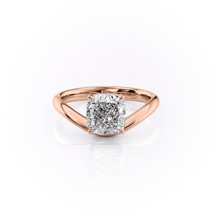 The Berta Set  With A 4.5 Carat Cushion 14K Rose Gold Moissanite
