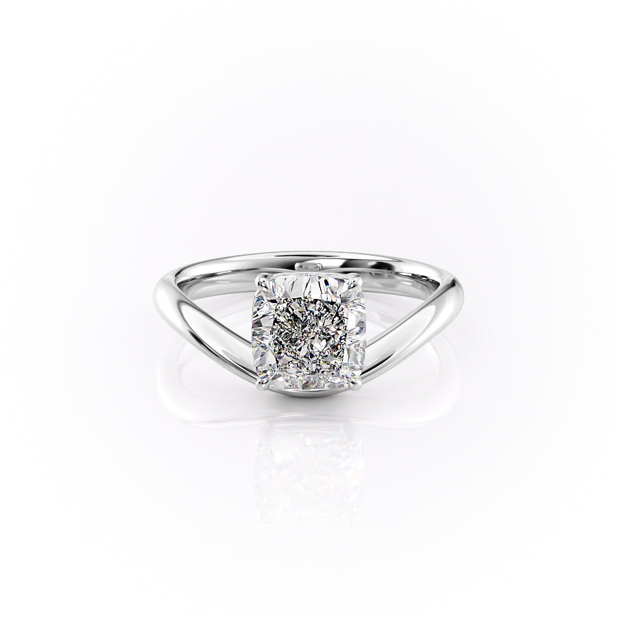 The Berta Set  With A 4.5 Carat Cushion 18K White Gold Moissanite