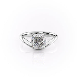 The Berta Set  With A 3.5 Carat Cushion 18K White Gold Moissanite