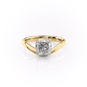 The Berta Set  With A 2.5 Carat Cushion 18K Yellow Gold Moissanite