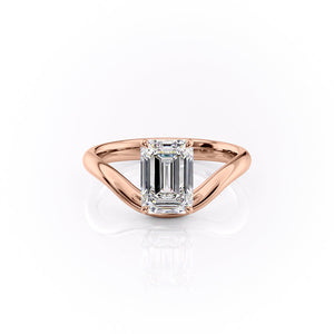 The Berta Set  With A 3 Carat Emerald 14K Rose Gold Moissanite