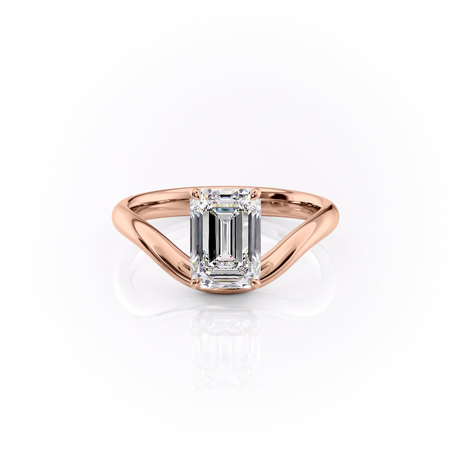 The Berta Set  With A 4.5 Carat Emerald 14K Rose Gold Moissanite