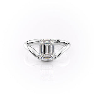 The Berta Set  With A 2.5 Carat Emerald 14K White Gold Moissanite
