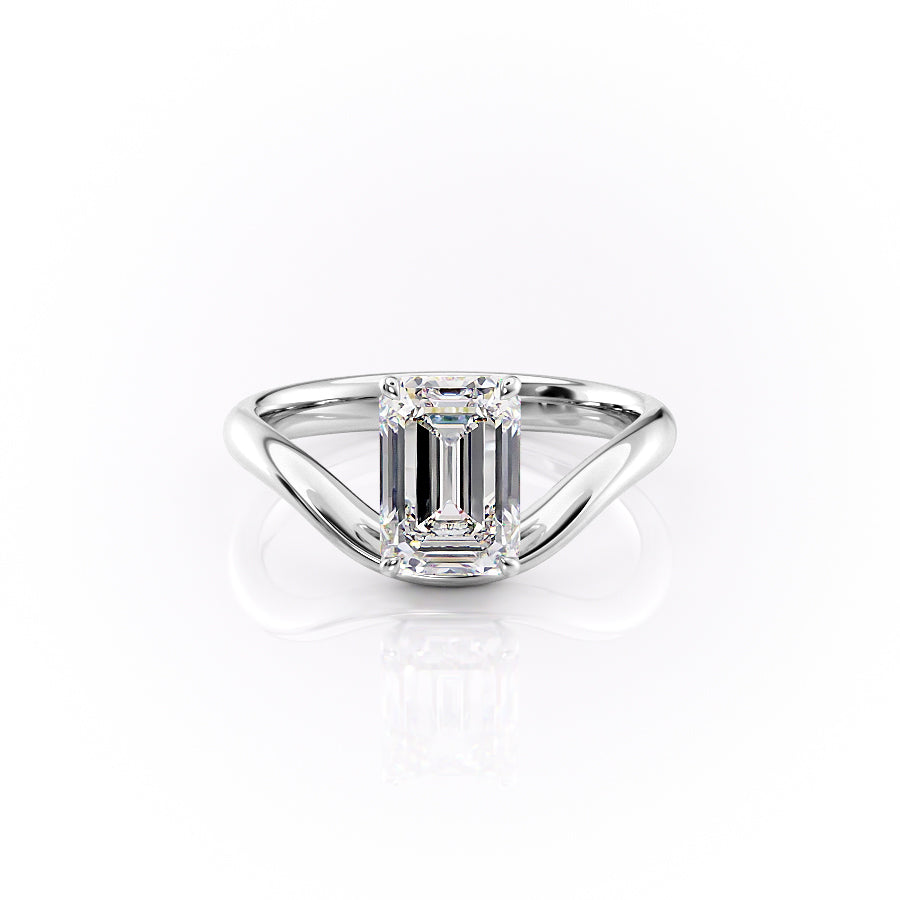 The Berta Set  With A 1 Carat Emerald 18K White Gold Moissanite