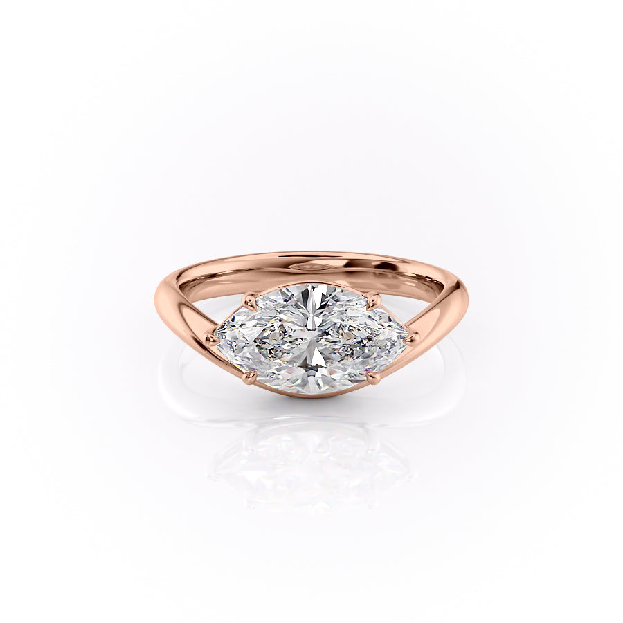 The Berta Set  With A 2.5 Carat Marquise 14K Rose Gold Moissanite