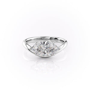 The Berta Set  With A 3 Carat Marquise 18K White Gold Moissanite