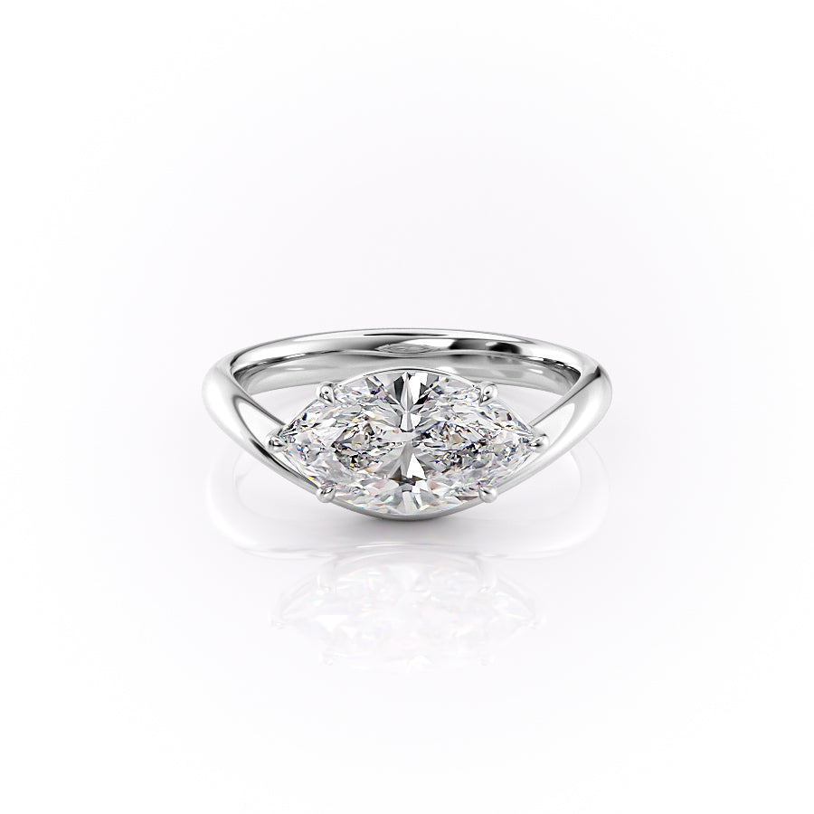 The Berta Set  With A 2 Carat Marquise 18K White Gold Moissanite