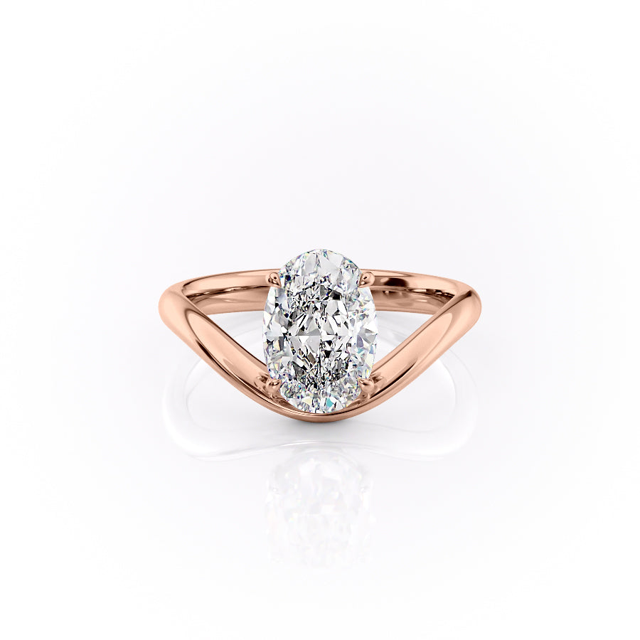 The Berta Set  With A 4.5 Carat Oval 14K Rose Gold Moissanite
