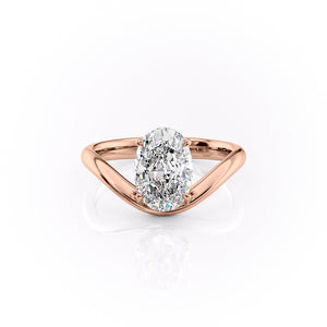 The Berta Set  With A 4.5 Carat Oval 14K Rose Gold Moissanite