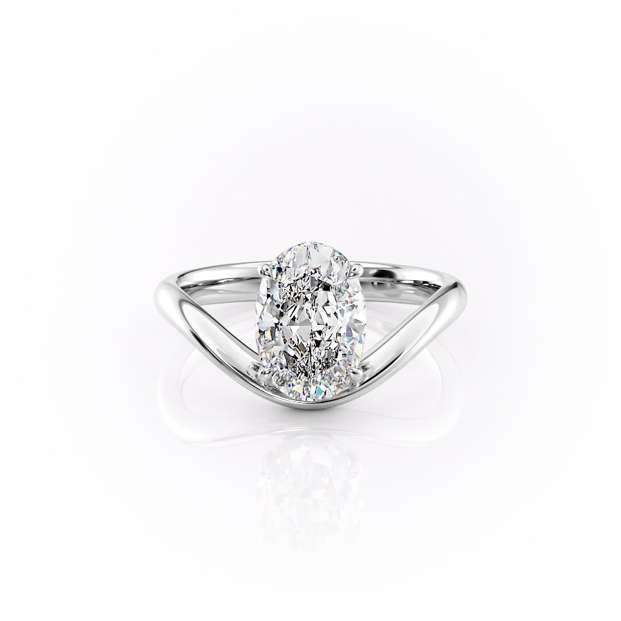 The Berta Set  With A 4 Carat Oval 18K White Gold Moissanite