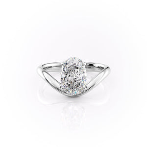The Berta Set  With A 3 Carat Oval 18K White Gold Moissanite