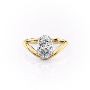 The Berta Set  With A 3.5 Carat Oval 18K Yellow Gold Moissanite