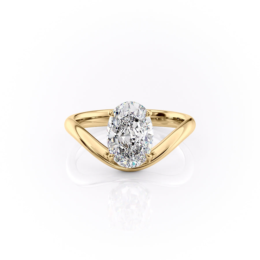 The Berta Set  With A 4.5 Carat Oval 18K Yellow Gold Moissanite