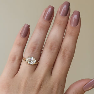 The Berta Set  With A 2.5 Carat Oval 18K Yellow Gold Moissanite