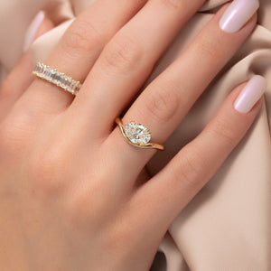 The Berta Set  With A 2.5 Carat Oval 18K Yellow Gold Moissanite
